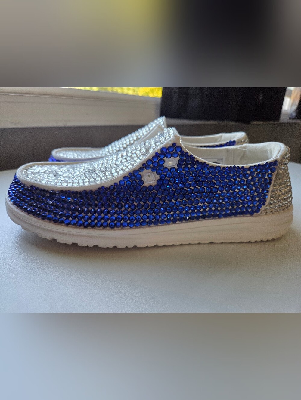 Custom Blue & Silver Rhinestone Shoes - Picture 3 of 9